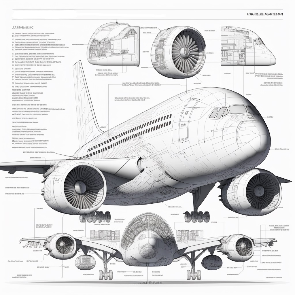 Nous proposons des services de traduction technique pour le secteur aéronautique. Cette image illustre notre expertise dans la traduction de descriptifs techniques d'avions de ligne. Nous sommes fiers de garantir des traductions précises et de qualité pour nos clients du secteur aéronautique